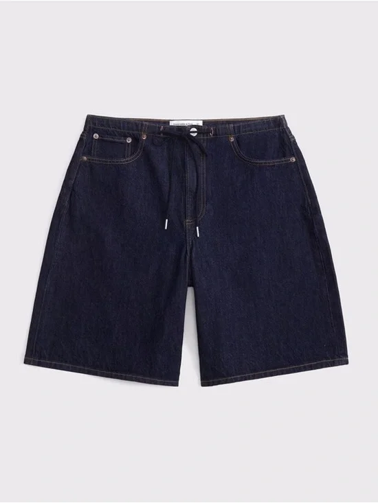 Abercrombie & Fitch Dark Indigo Denim Drawstring Shorts