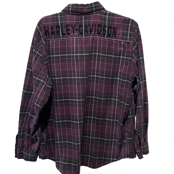 Harley‎ Davidson Plaid Flannel Shirt Long Sleeve Genuine Motor Clothes Size L
