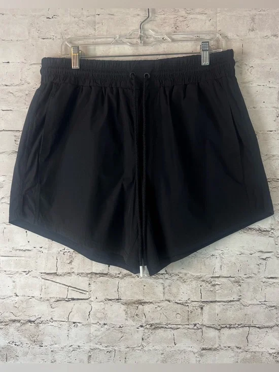 Free People Movement Shorts Large Black Drawstring Nylon Stretch Running Active