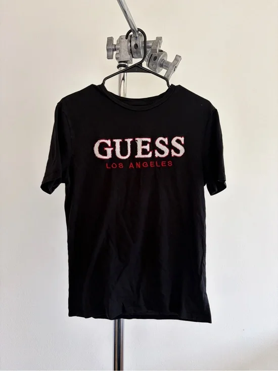 Guess Black Tee with White and Red Logo