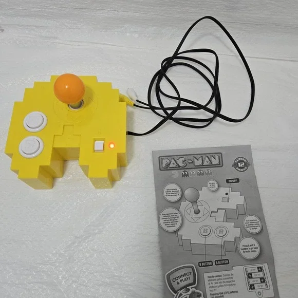 Bandai Pac-Man connect Yellow Orange Ball RCA Plug N Play TV Joystick Manual