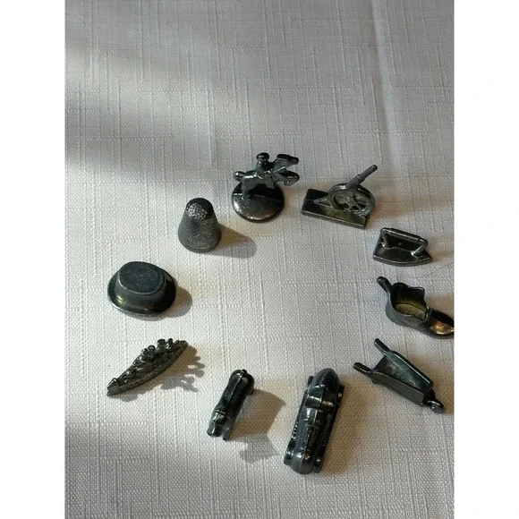 Vintage Monopoly Game Metal Token Pieces Lot of 10 Cannon Car Shoe Thimble Hat +