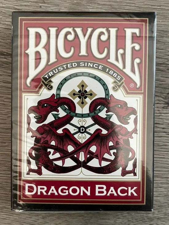 Bicycle Dragon Back Playing Cards- Burgundy Red sealed New Fell Deck Game