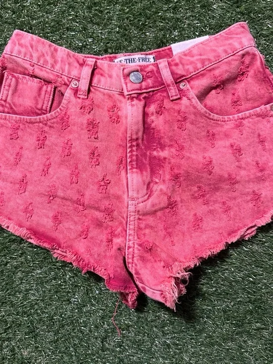We The Free Mixed Emotions High Rise Distressed Embroidered Denim Shorts