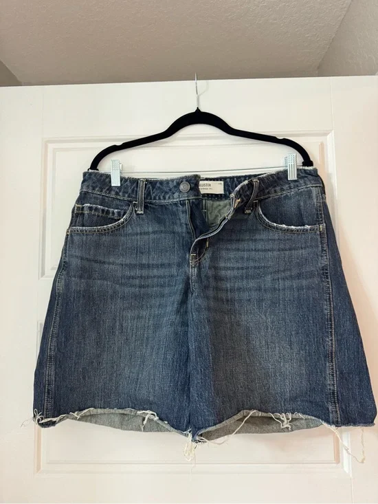 Hollister Distressed Dark Blue Denim Mini Skirt