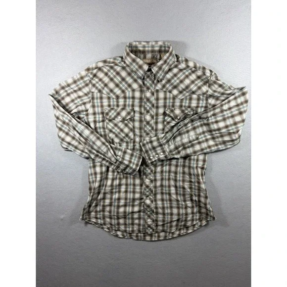 Wrangler Pearl Snap Western Aztec Long Sleeve Mens Shirt Size L
