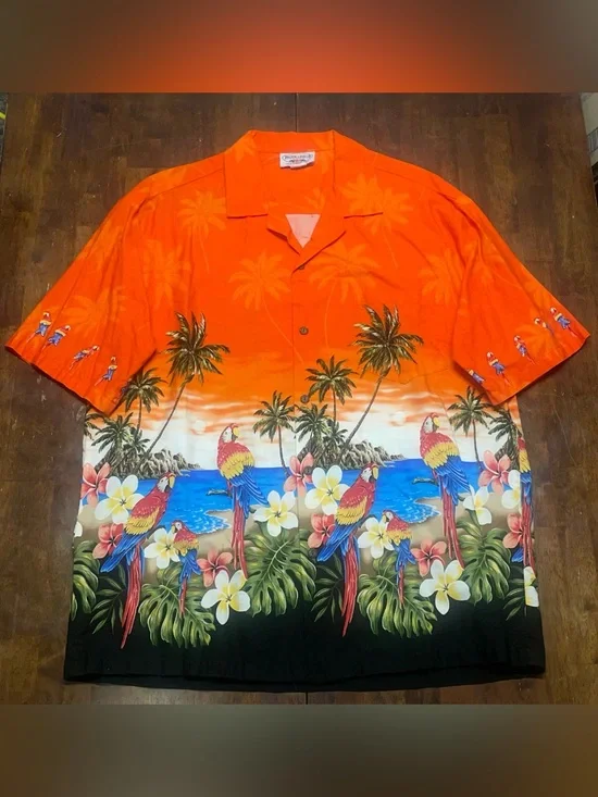 Vintage Pacific Legend Hawaiian Shirt Mens Size XL Button Up Parrots Hawaii USA