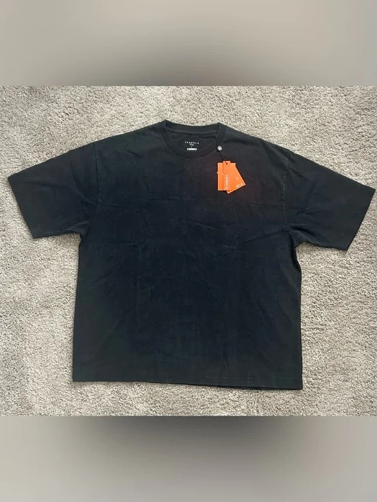 YoungLA Black Crew Neck Short Sleeve Logo T-Shirt Cotton Knit Men L