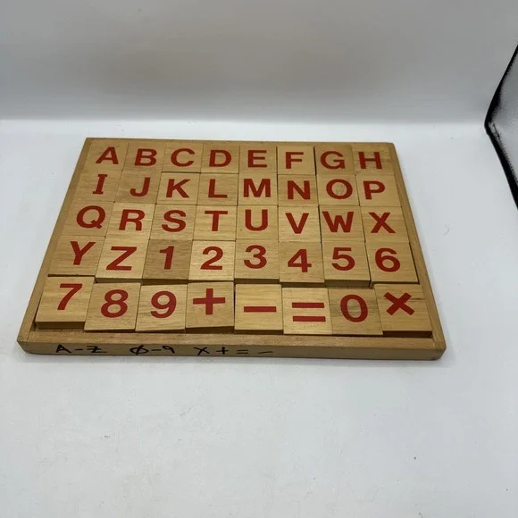 Wooden Alphabet  And Number Tiles 1 1/2