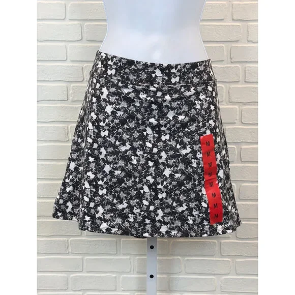 Tranquility by Colorado Clothing Floral Print Skort Black White Medium