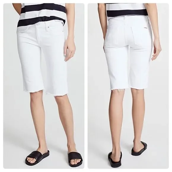 NWT Hudson Amelia Knee Cut Off Shorts in Optical White
