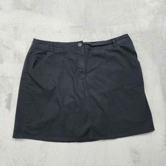 Vintage White Stag Skort Womens 16 Black Twill A-Line Lined Pockets Stretch