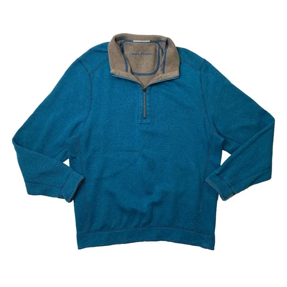 Tommy Bahama Sweatshirt Mens M Medium Flipshore Half Zip Reversible Pullover