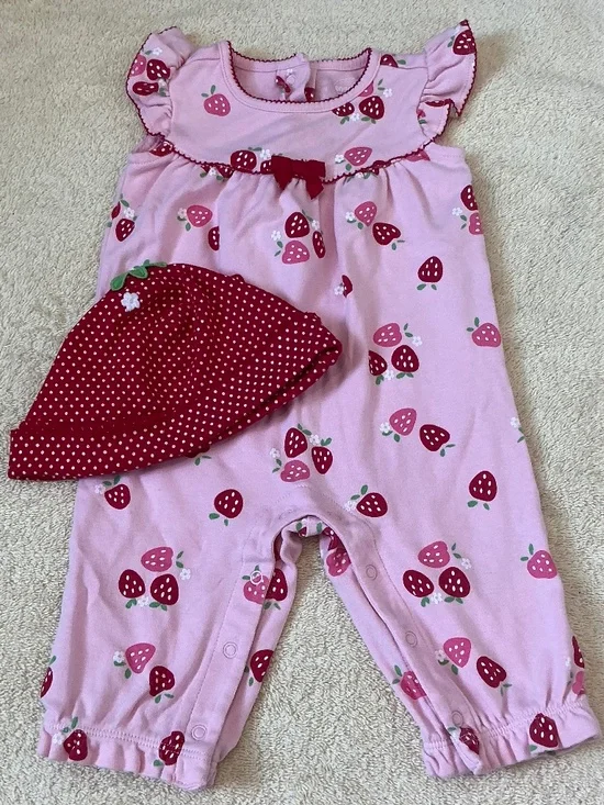 Gymboree strawberry romper and hat