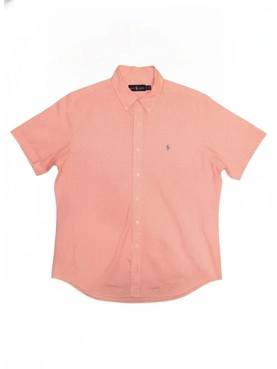 Polo Ralph Lauren Pink Gingham Short Sleeve Button Down Shirt XL