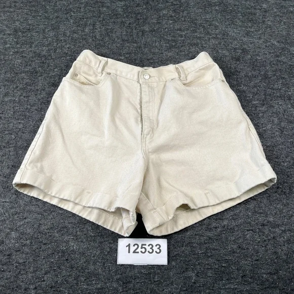 Vintage Cenza by Palmetto Denim Shorts Womens 12 Cream Excellent High Rise Mom