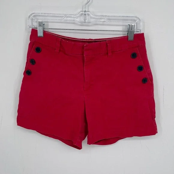 Tommy Hilfiger Women's Red Stretch Preppy Sailor Button Chino Shorts Size 4