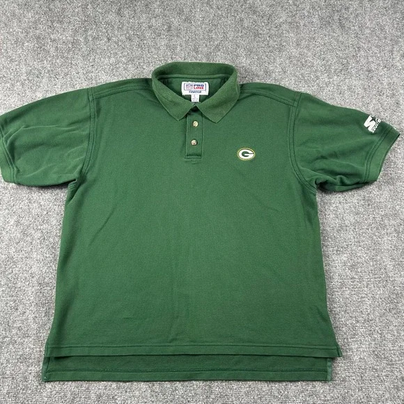 Starter Polo Shirt Mens Large Green Packers NFL‎ Pro Line Short Sleeve Vintage