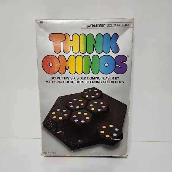 THINK OMINOS THINKOMINOS Domino Brain Teaser Pressman Solitaire Game Vintage '84