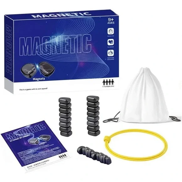 Magnetic Chess Game‎ Intelligence Strategy Set with Magnetic Stones and Bag 9+
