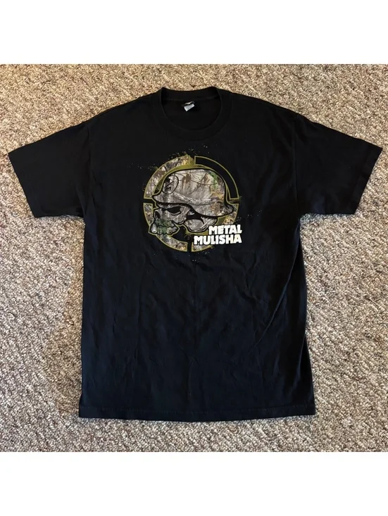 Men’s Metal Mulisha Y2K Camo Skull Short Sleeve Graphic T-Shirt Size Large