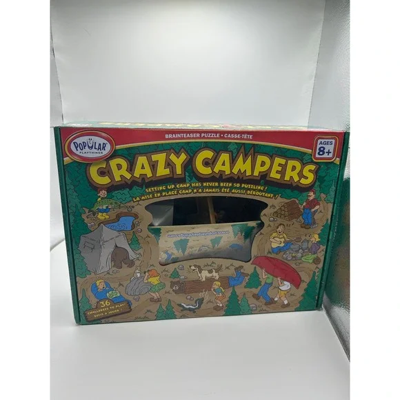 Popular Playthings Crazy Campers Brainteaser Puzzle‎ Game 36 Challenges Ages 8+