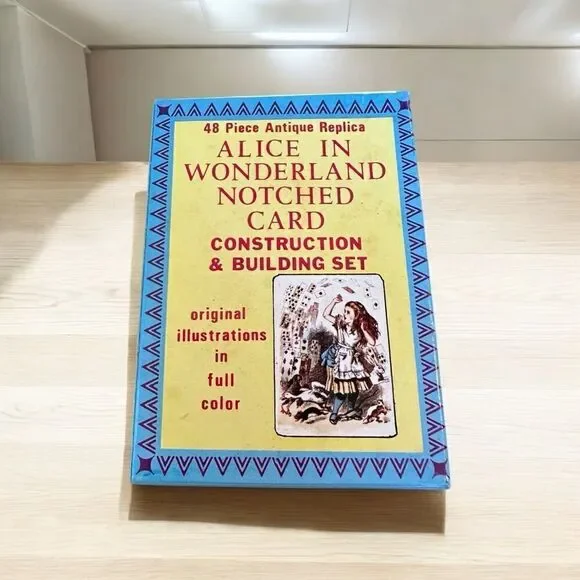 1989 ALICE IN WONDERLAND NOTCHED CARD Construction Set Build A House of Cards!