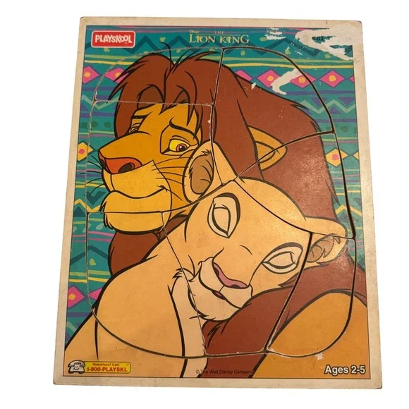 Playskool The Lion King‎ Wooden Puzzle Ages 2-5 Simba Mufasa Disney Board Peg