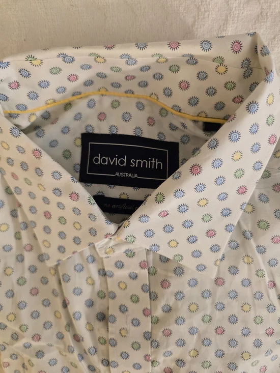 Men's White Multi-Color Micro Sun Print Shirt