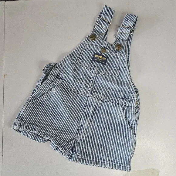 Vtg OshKosh B'Gosh Overalls 2T Hickory Striped Vestbak USA Made Railroad 90s‎