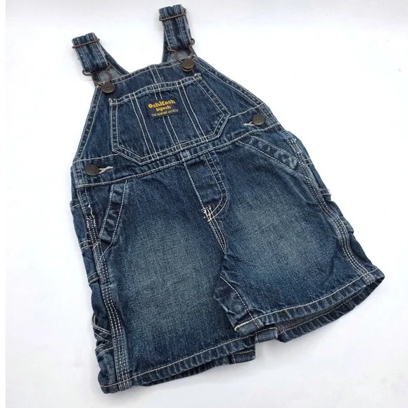 OshKosh Bgosh Vintage Y2K Denim Shortall Overalls Dark Wash 6‎ Months Vestbak