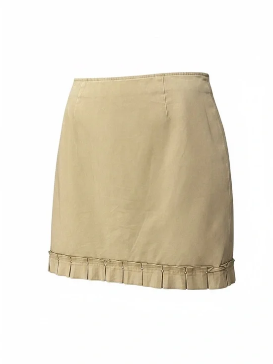 #189, Harold’s Vintage Classic Pleated Hem Khaki Mini Skirt, size 12