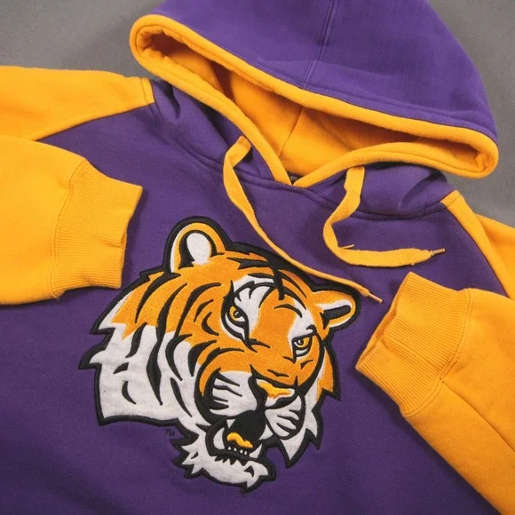 LSU Tigers Embroidered Raglan Colosseum Men Hoodie XL Retro Football Sport
