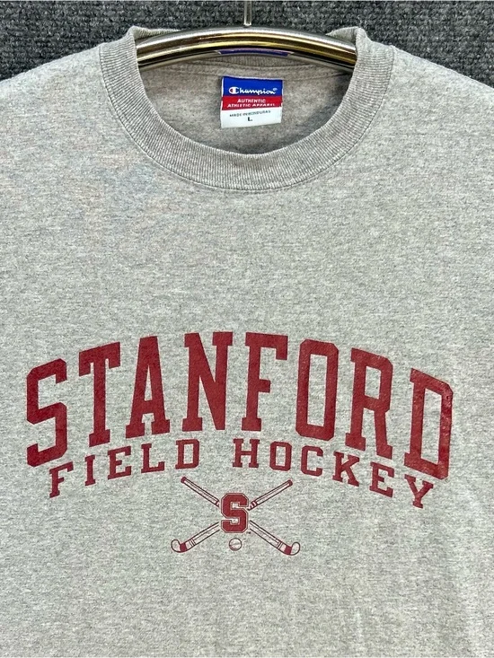 Vintage Stanford Field Hockey Shirt Mens XL Gray/Red Champion Athletic Y2K
