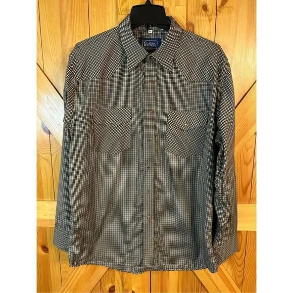 Vintage Classic Western pearl snap plaid shirt, size XL (4994)