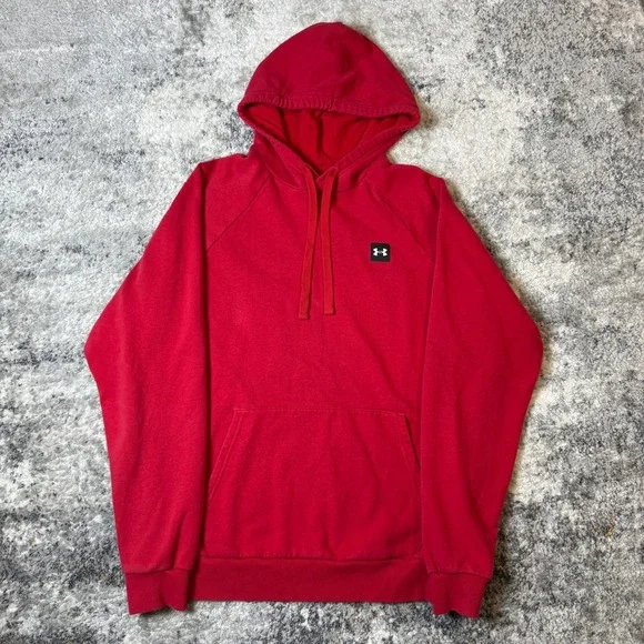 Under Armour ColdGear Rival Fleece‎ Hoodie Mens Medium Red Loose Fit Pullover