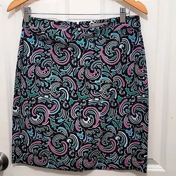 Banana Republic Skirt‎ Women 6 Multicolor Psychedelic Swirl Print Pencil Knee