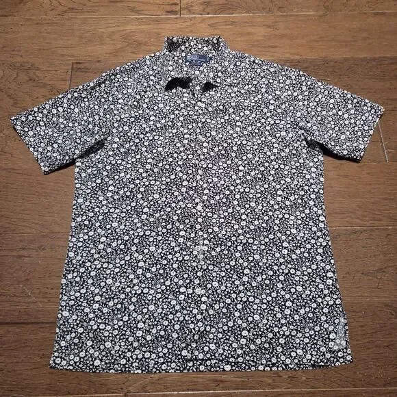VTG Polo Ralph Lauren Clayton Camp Hawaiian Floral Shirt Loop Collar Mens Small