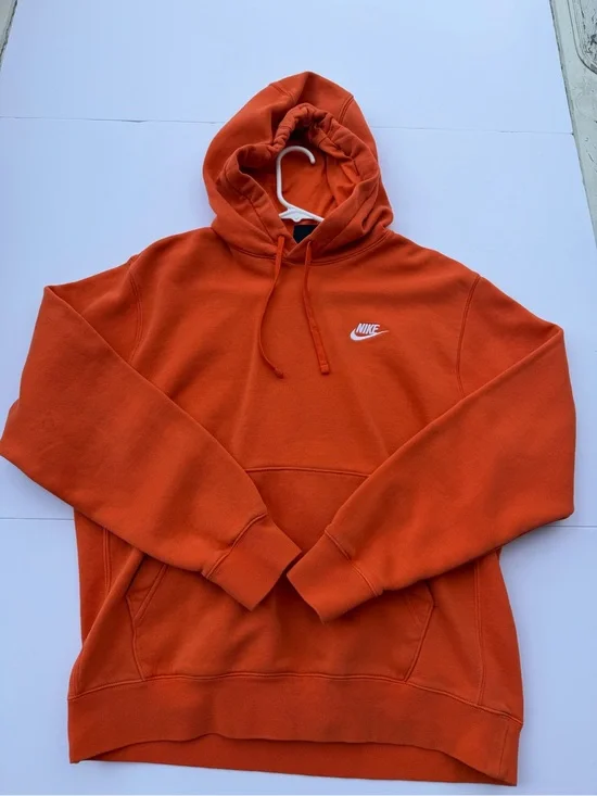 Nike Orange Hooded Sweatshirt with White Swoosh