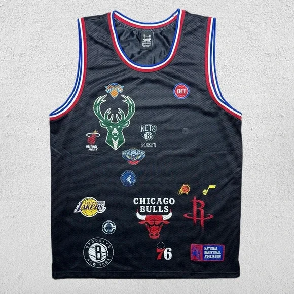 uthentic Ultra Game NBA all-over print multi-team mesh jersey in jet black