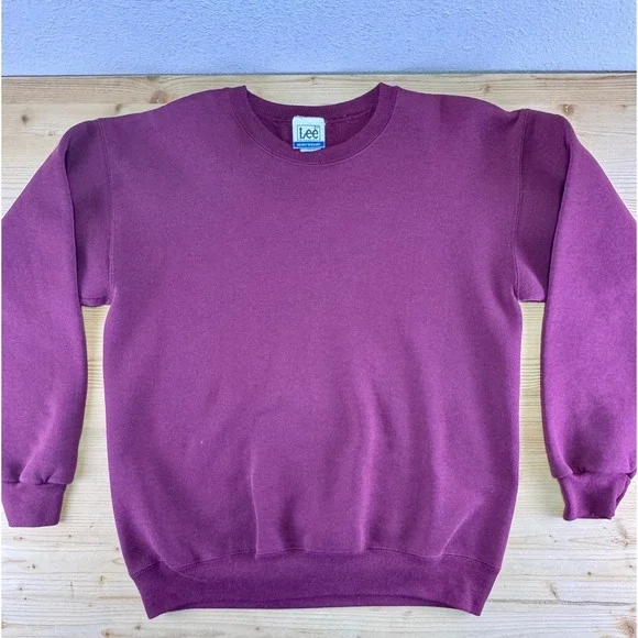 Vintage Lee Heavyweight Sweatshirt‎ Made in USA Maroon Crewneck Men's Large