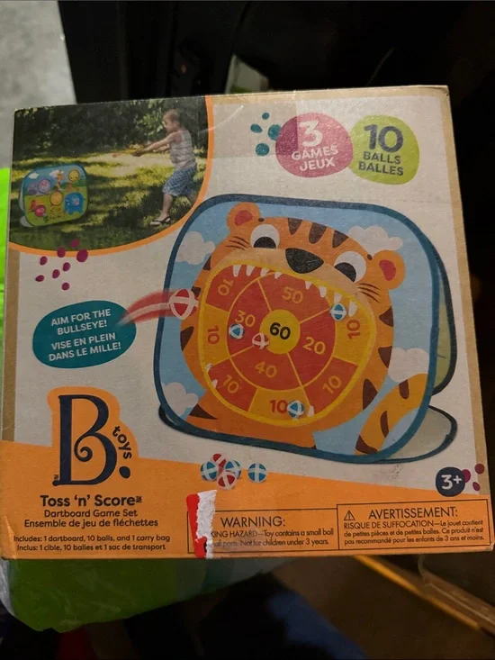 Toss 'n' Score Tiger Dartboard Game Set - Orange/Blue