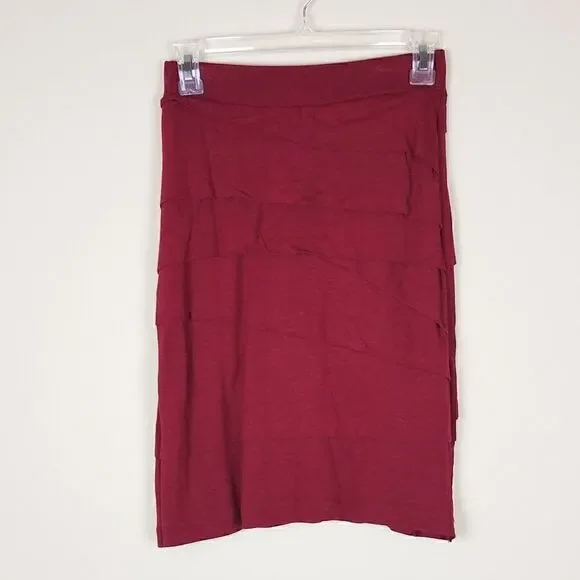 Bordeaux Anthropologie Wine Ruffle Skirt