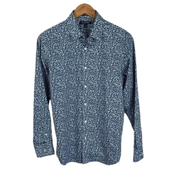 BF160 Mens Banana Republic Standard Fit Non Iron Floral Print Button Shirt S