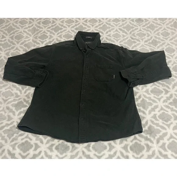 Eddie Bauer Mens Classic Fit Green Cotton Twill Button Down Shirt Large L