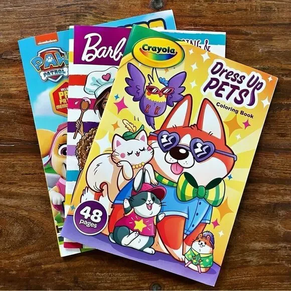 Bundle of 3 Crayola/ Barbie/ Paw Patrol Coloring Books NEW