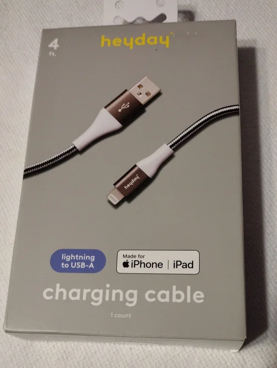 heyday Braided Lightning to USB-A Charging Cable - 4 ft