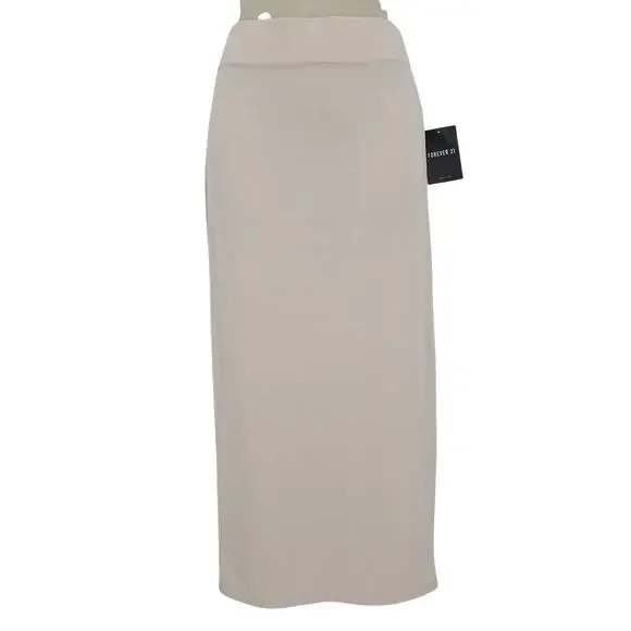 Forever 21 Womans size M Pull On Knit Bodycon Midi Pencil Skirt Light Pink NEW