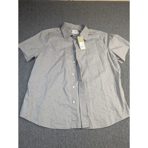 Goodfellow & Co Mens‎ XL Slim Fit Short Sleeve Button Down Shirt Gravel Gray NWT