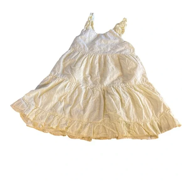 OshKosh B'gosh Eyelet Tiered Dress Girls Yellow Good‎ Boho Ruffle Summer SIZE 4T